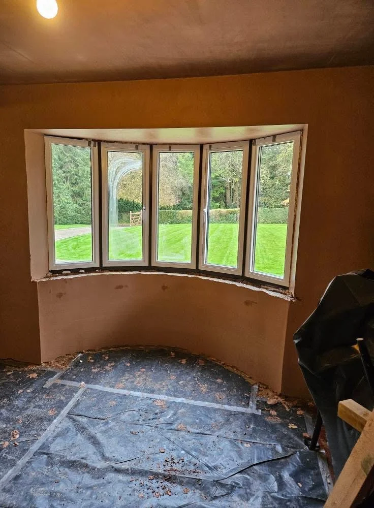 Finished bay window plastering