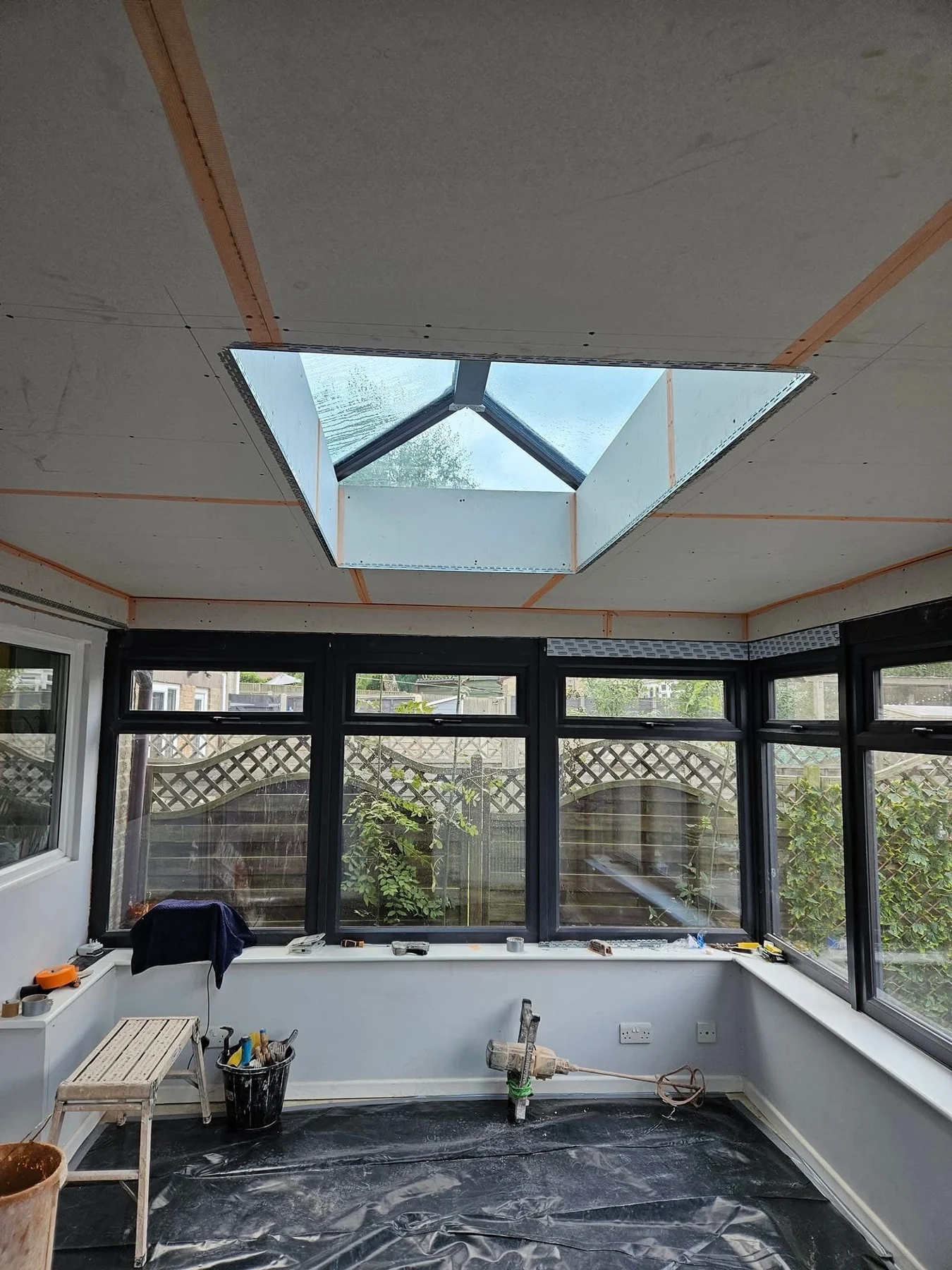 Skylight ceiling before plastering